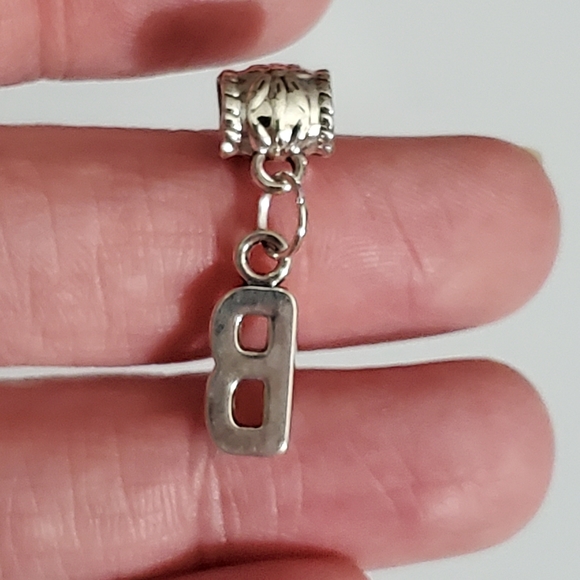 Initial B silver necklace pendant handmade letter New for chain - Picture 3 of 4